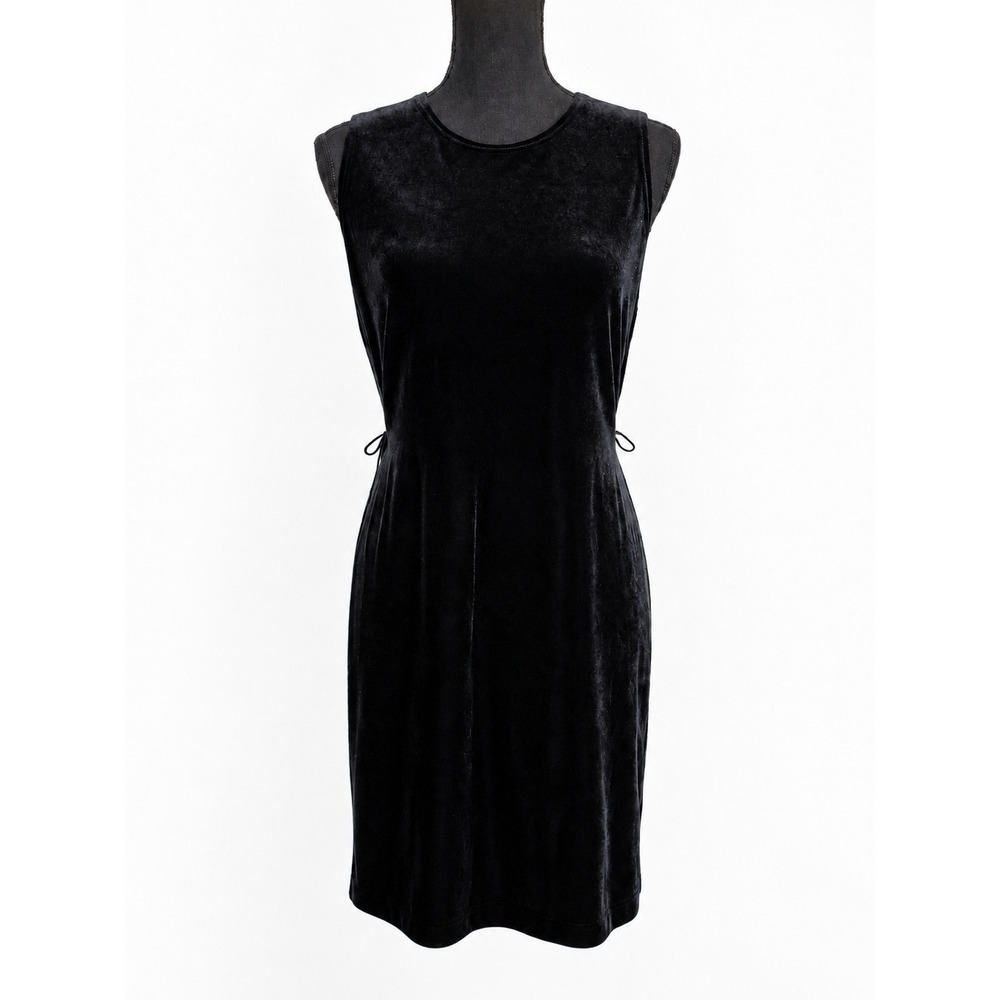 Vintage Ronni Nicole Petite Black Velvet Sleeveless Sheath Dress 10P